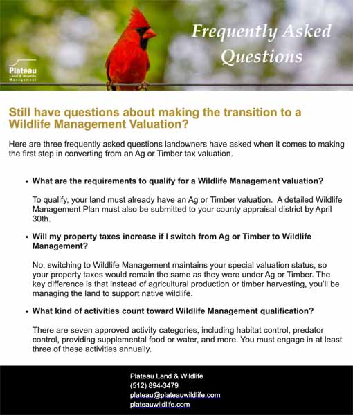 Plateau Wildlife Management FAQs